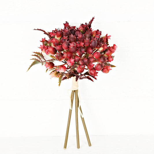 9in Bush-Rosehips Bunch-Burgundy