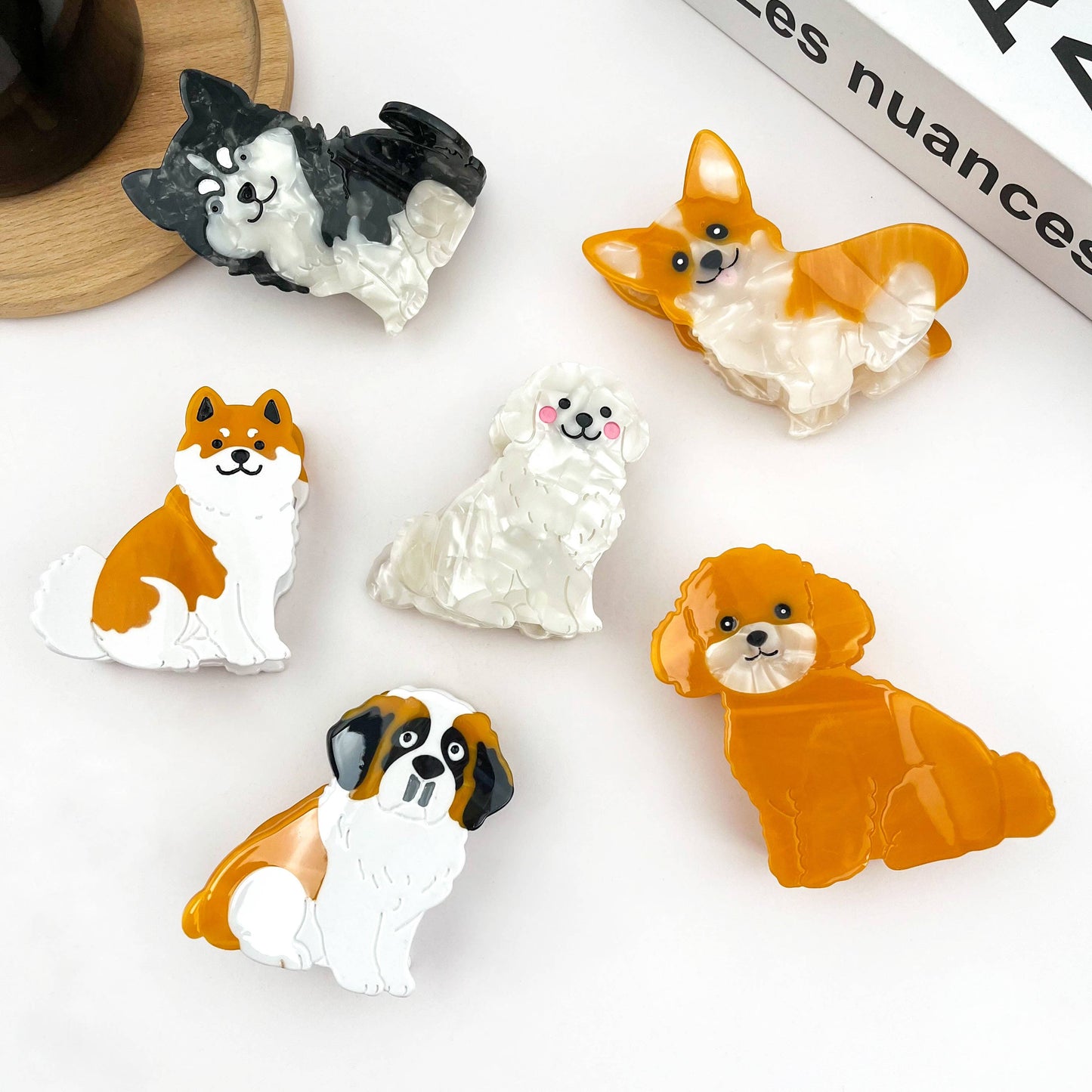 Acetate Puppy Series Hair Clips, Cute Dog Barrettes