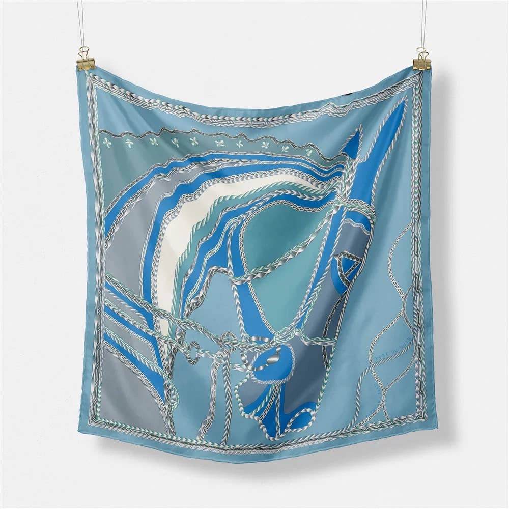 Equestrian Hunter Dressage Horse Print Satin Scarf 20”