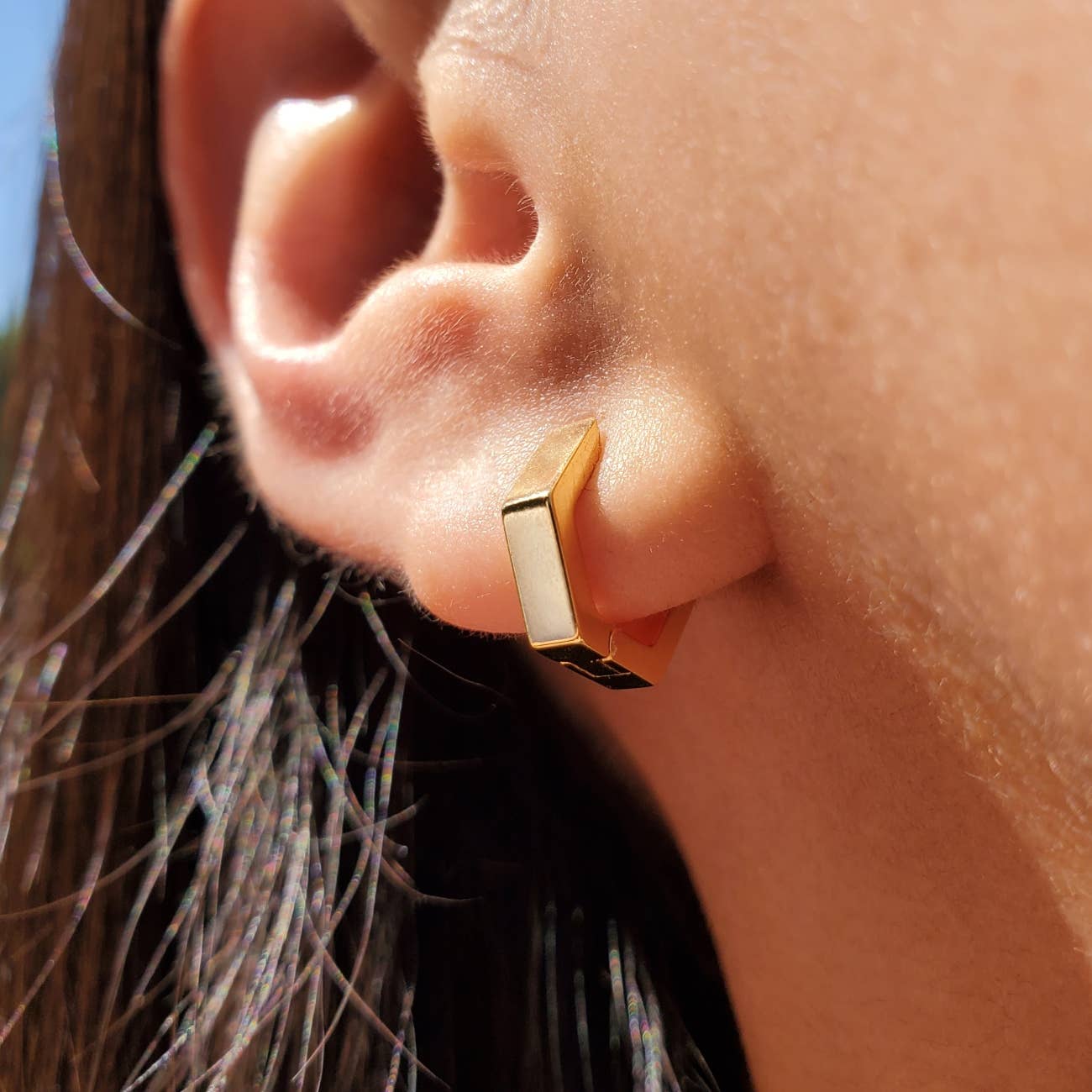 Hexagon Huggie Earrings