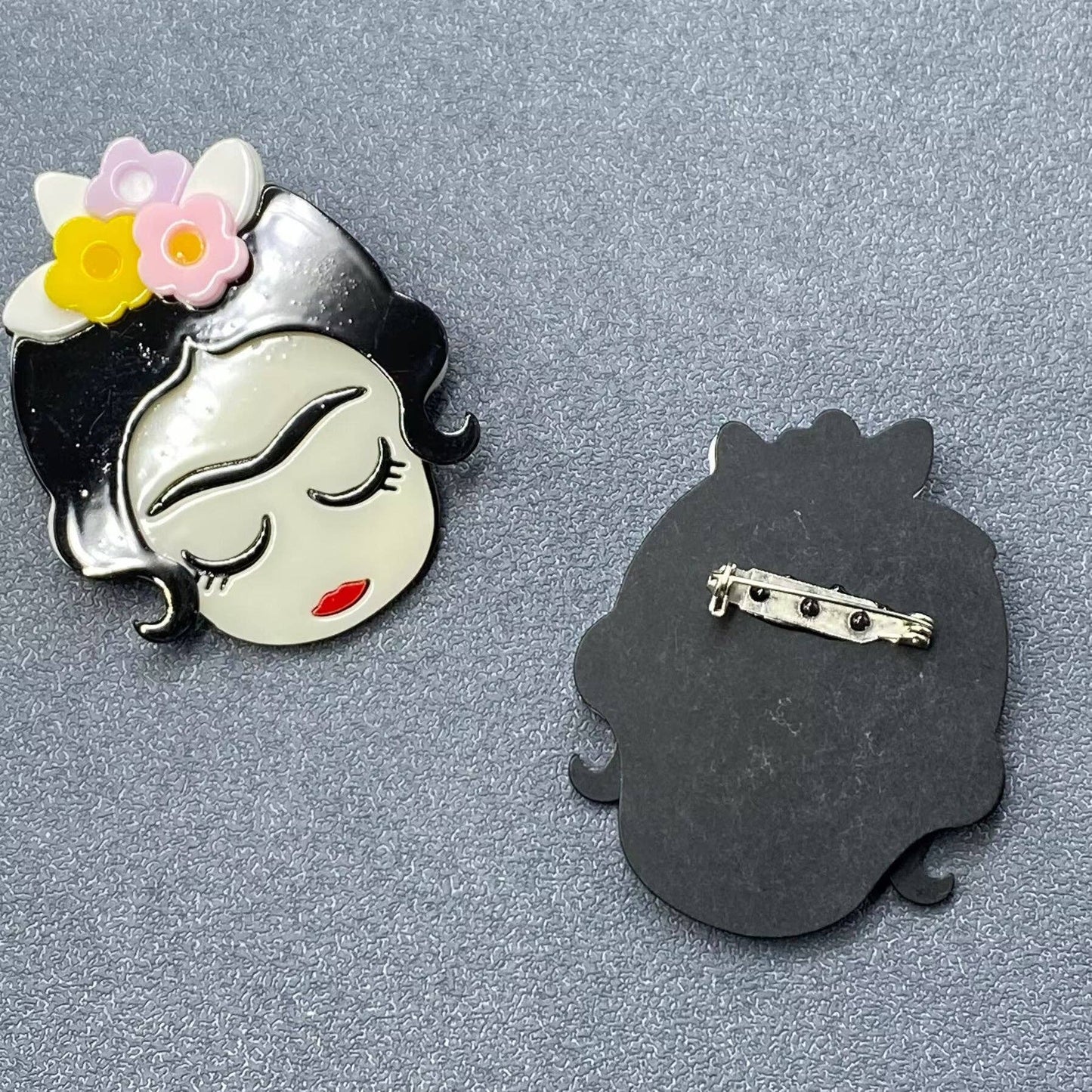 Girl with A Flower Wreath Acrylic Brooch