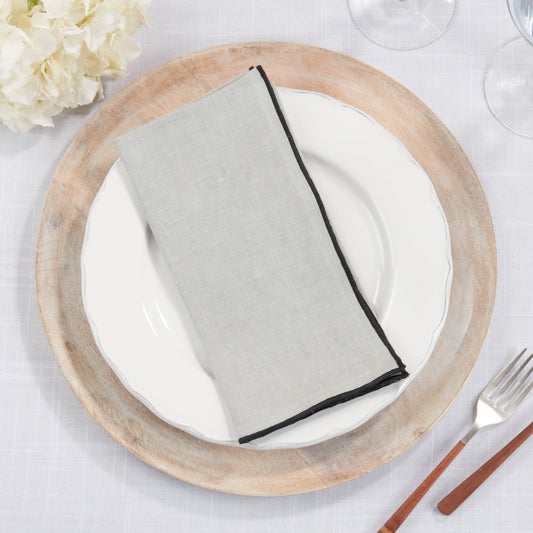 Linen Stonewashed Stitched Border Napkin