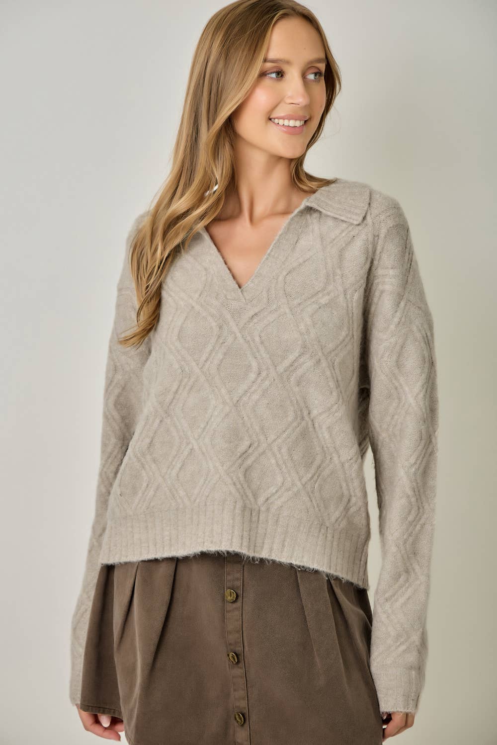 Diamond Textured Mohair Pullover