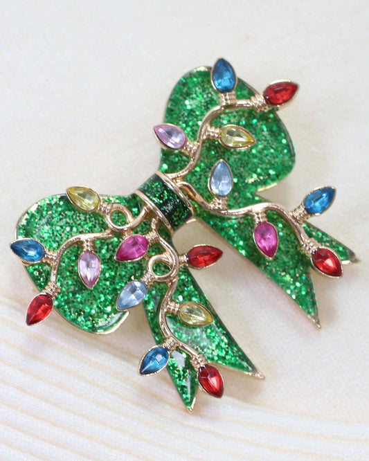 Bright and Merry Bow Brooch Green