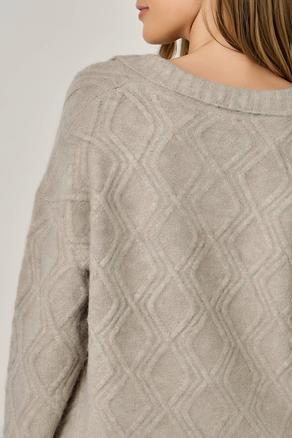 Diamond Textured Mohair Pullover