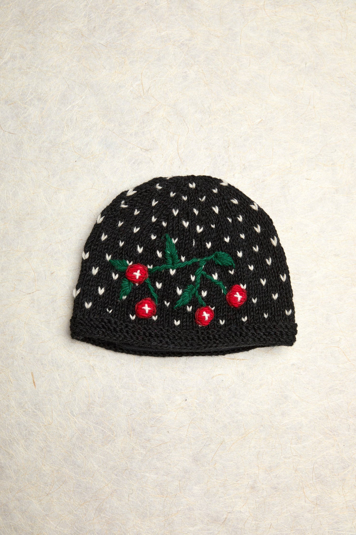 Cherries Noir Knit Beanie