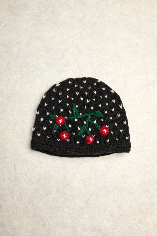 Cherries Noir Knit Beanie