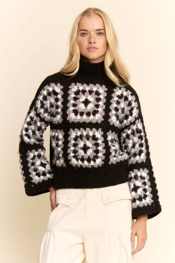 Crochet Turtleneck Sweater