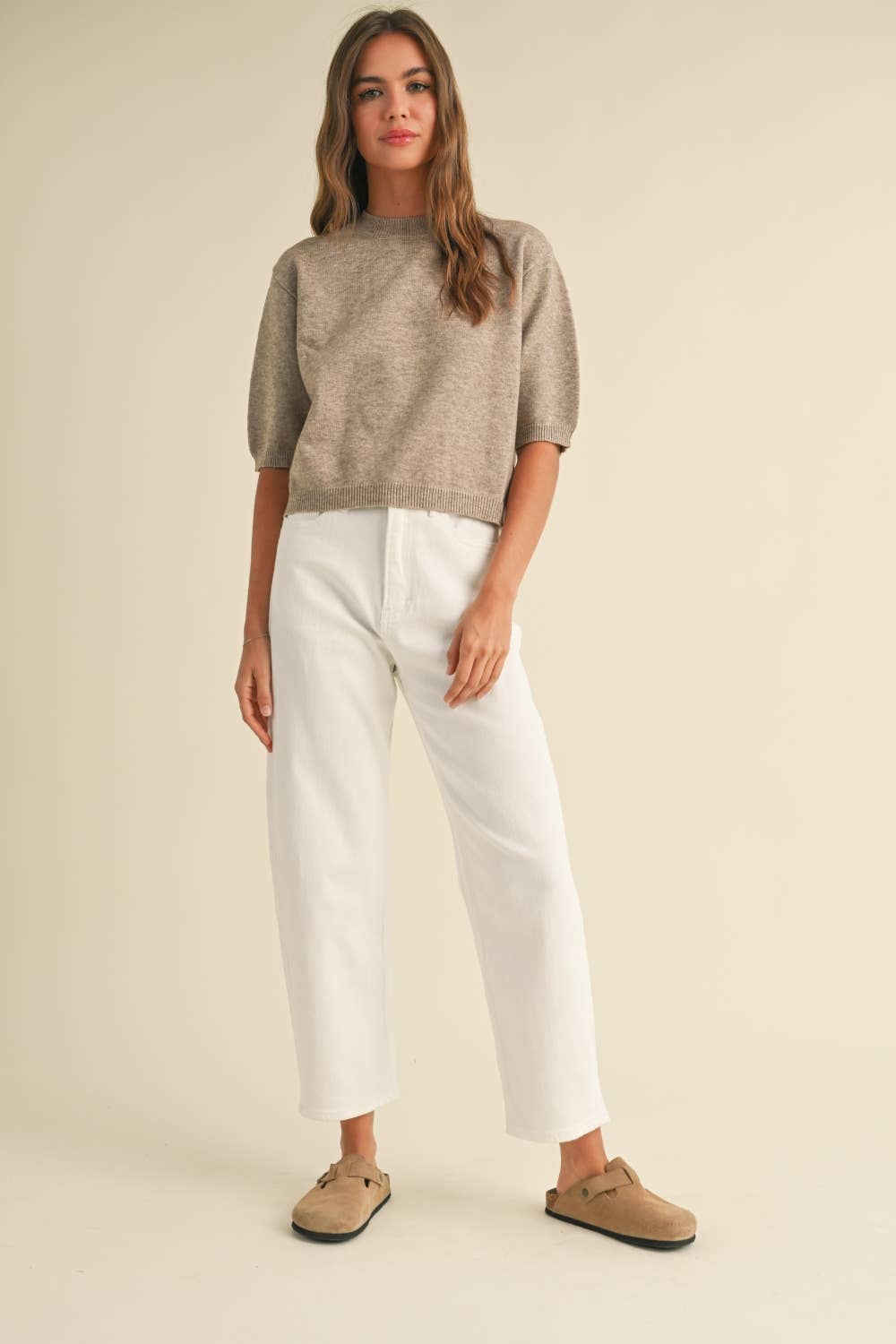 SHORT SLEEVE SWEATER TOP