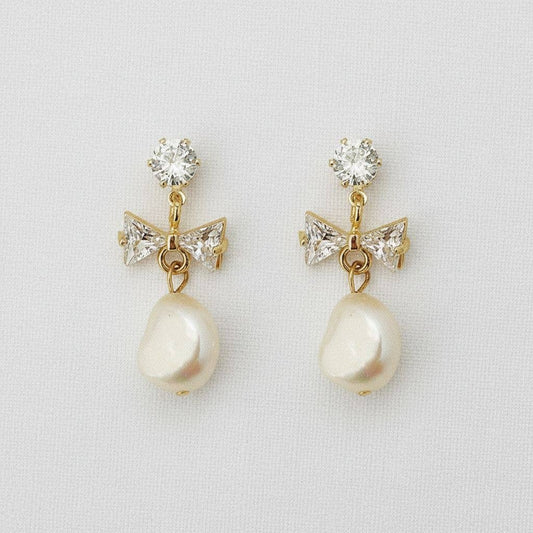 Butterfly Bow Pearl Drop Earrings