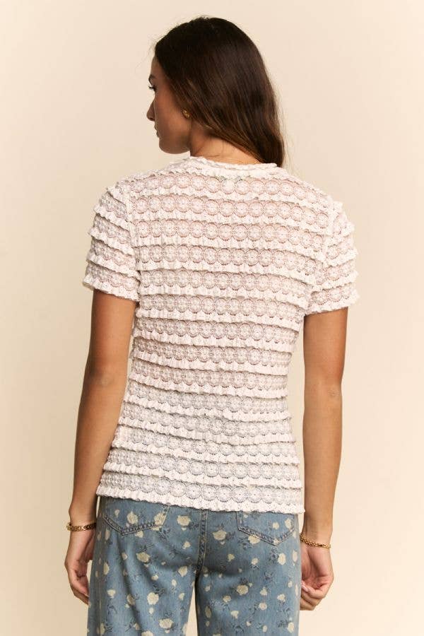 RUFFLE LACE SHORT SLEEVE TOP