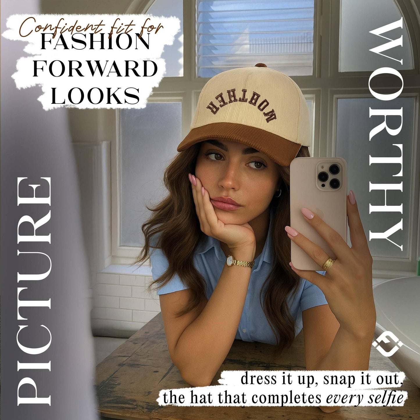 2-Tone Corduroy Hat - Mother (Upside Down) - Brown