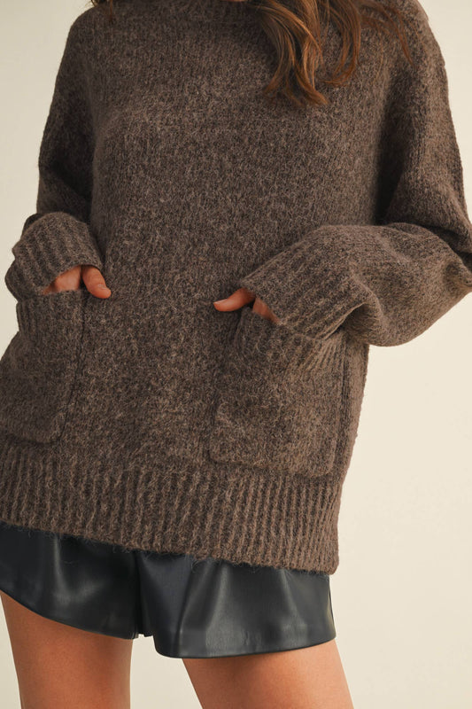 FRONT PATCH POCKET SWEATER TOP