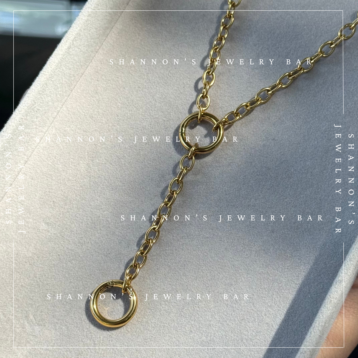 Double Carabiner Chain Necklace, 18K Gold Plated