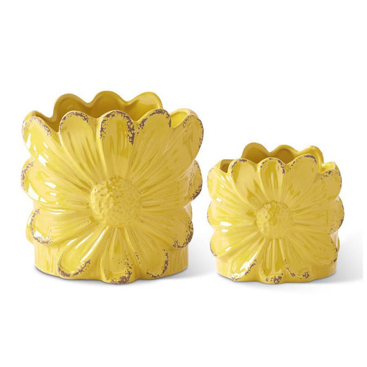 LG Yellow Ceramic Sunflower Pot