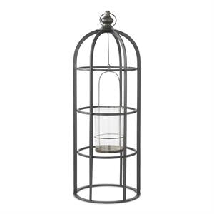 MD Metal Cage Lantern w/Glass Hurricane