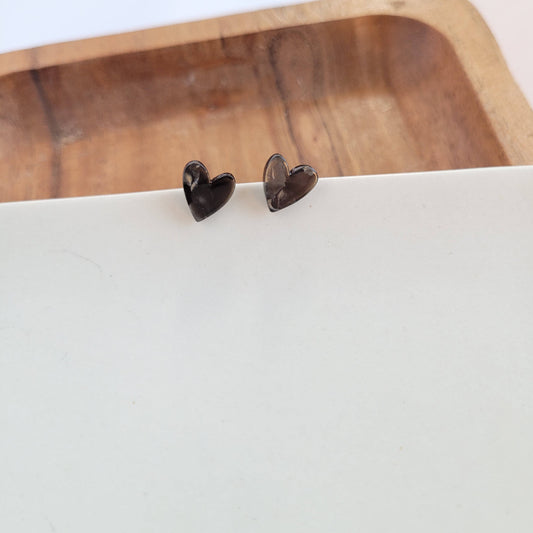 Hand Drawn Heart Studs – Black