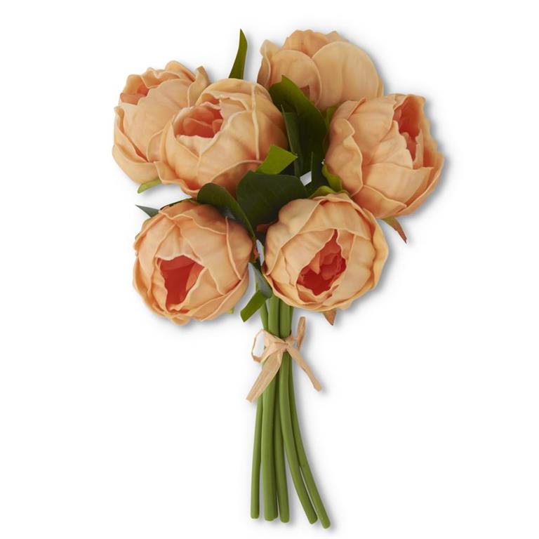 12" Peach Peony Bundle 6 Stems