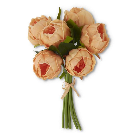 12" Peach Peony Bundle 6 Stems