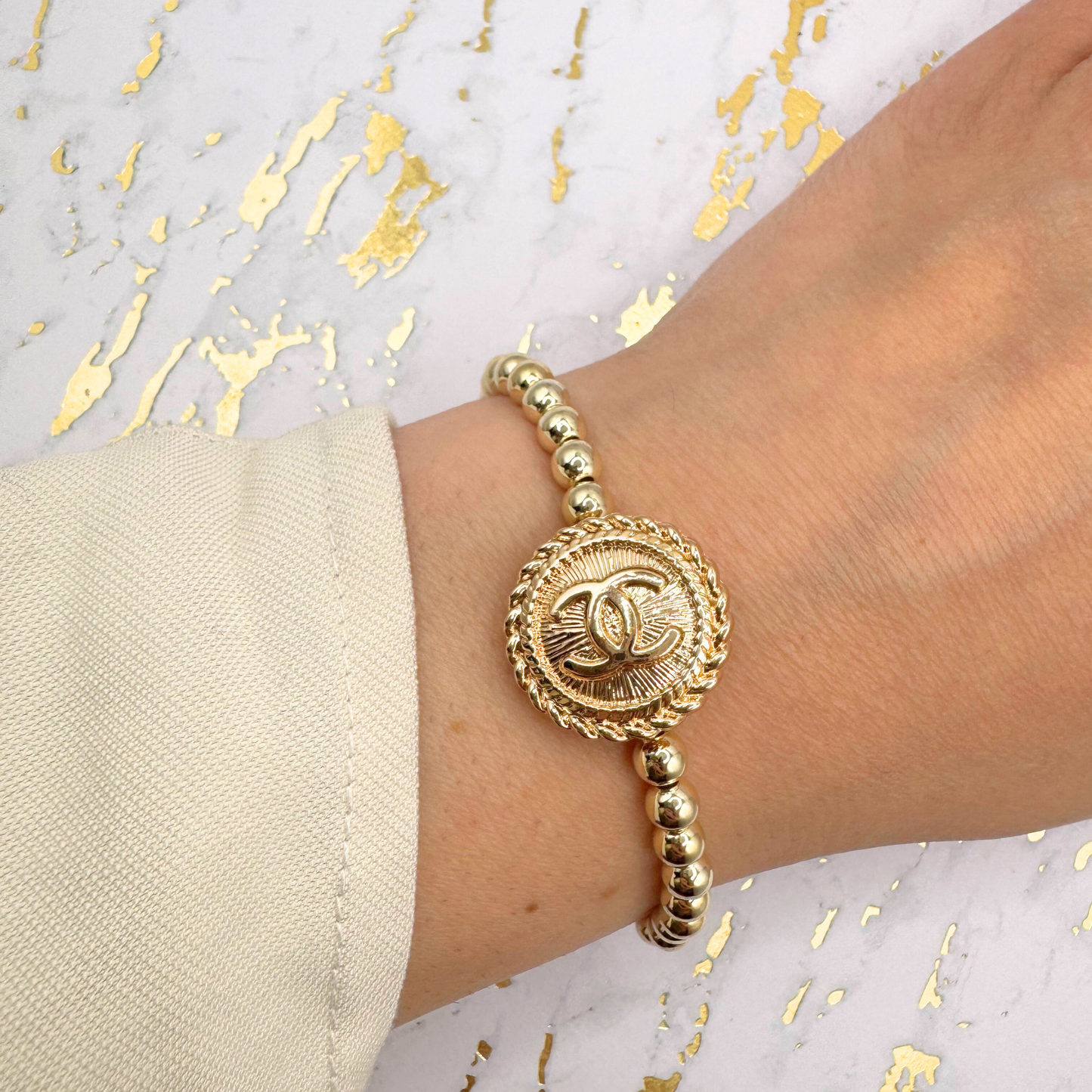 14K GF 5mm Beaded Bracelet