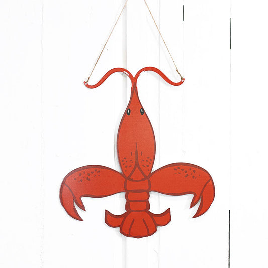 Crawfish Fleur de Lis  Door Hanger   Red   17.5x19.25
