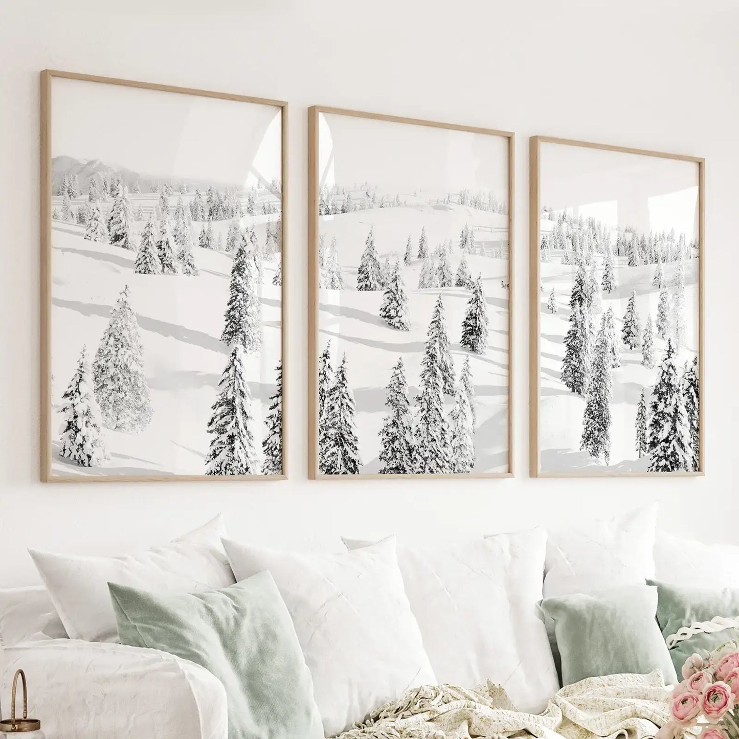 Black and White Nordic Winter Forest Wall Art Poster