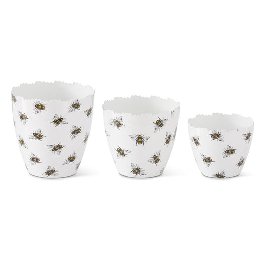 Bee Enameled Pots-set of 3