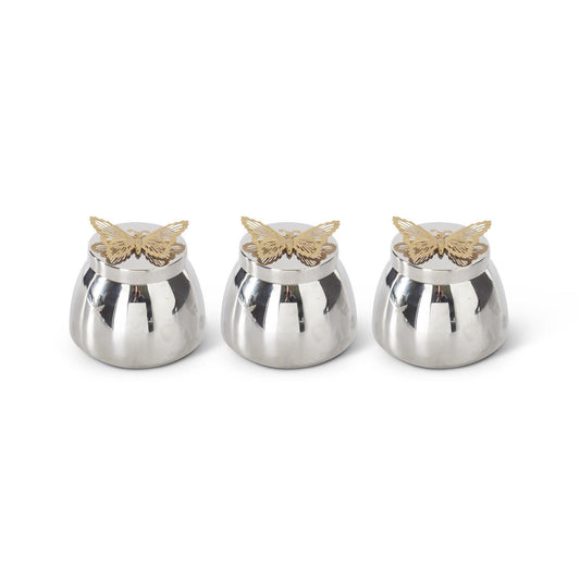 Silver Candle Jar w/Butterfly