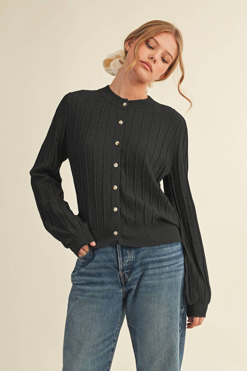 RIBBED SWEATER CARDIGAN