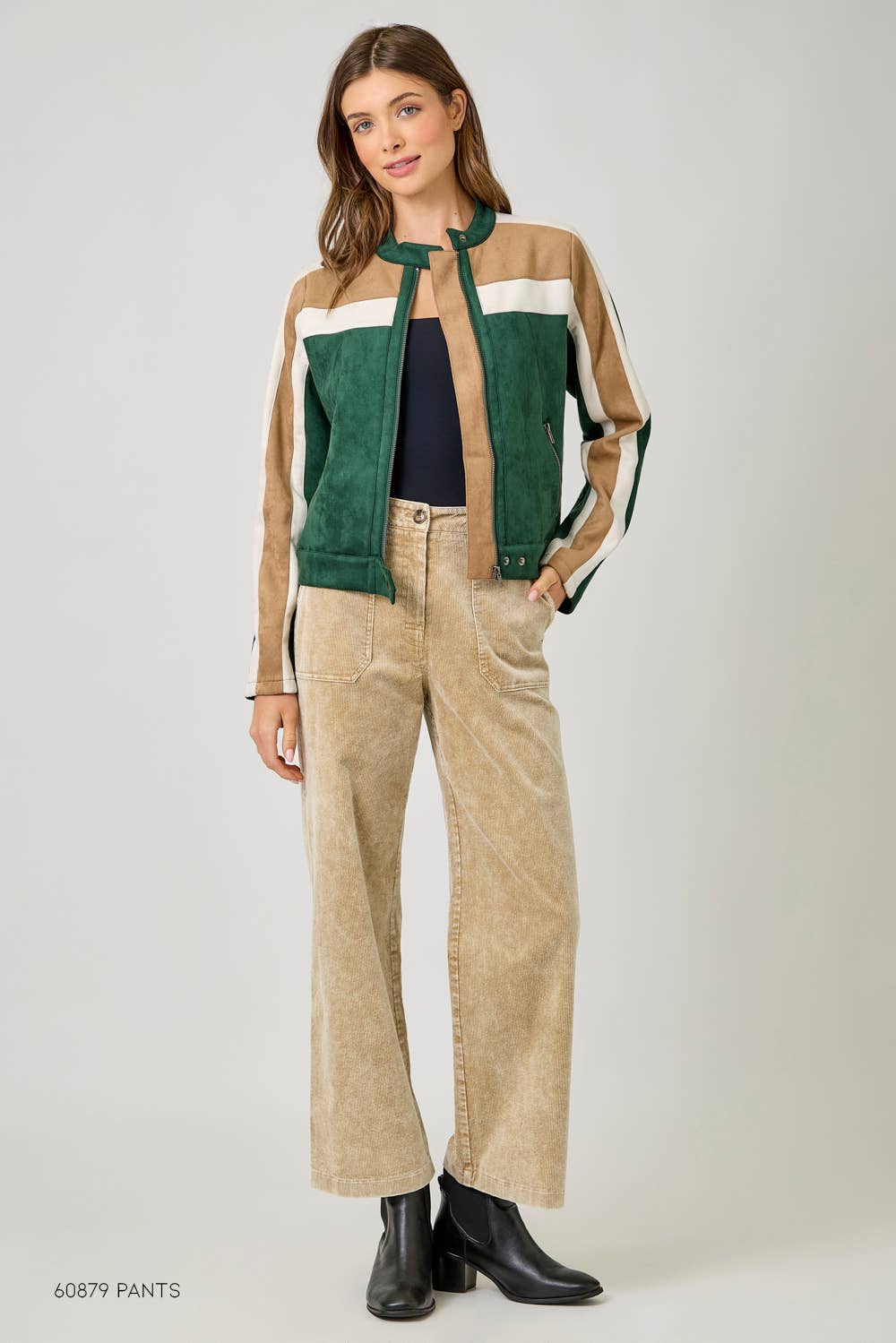 LAST CHANCE - Color Blocked Moto Jacket -size L