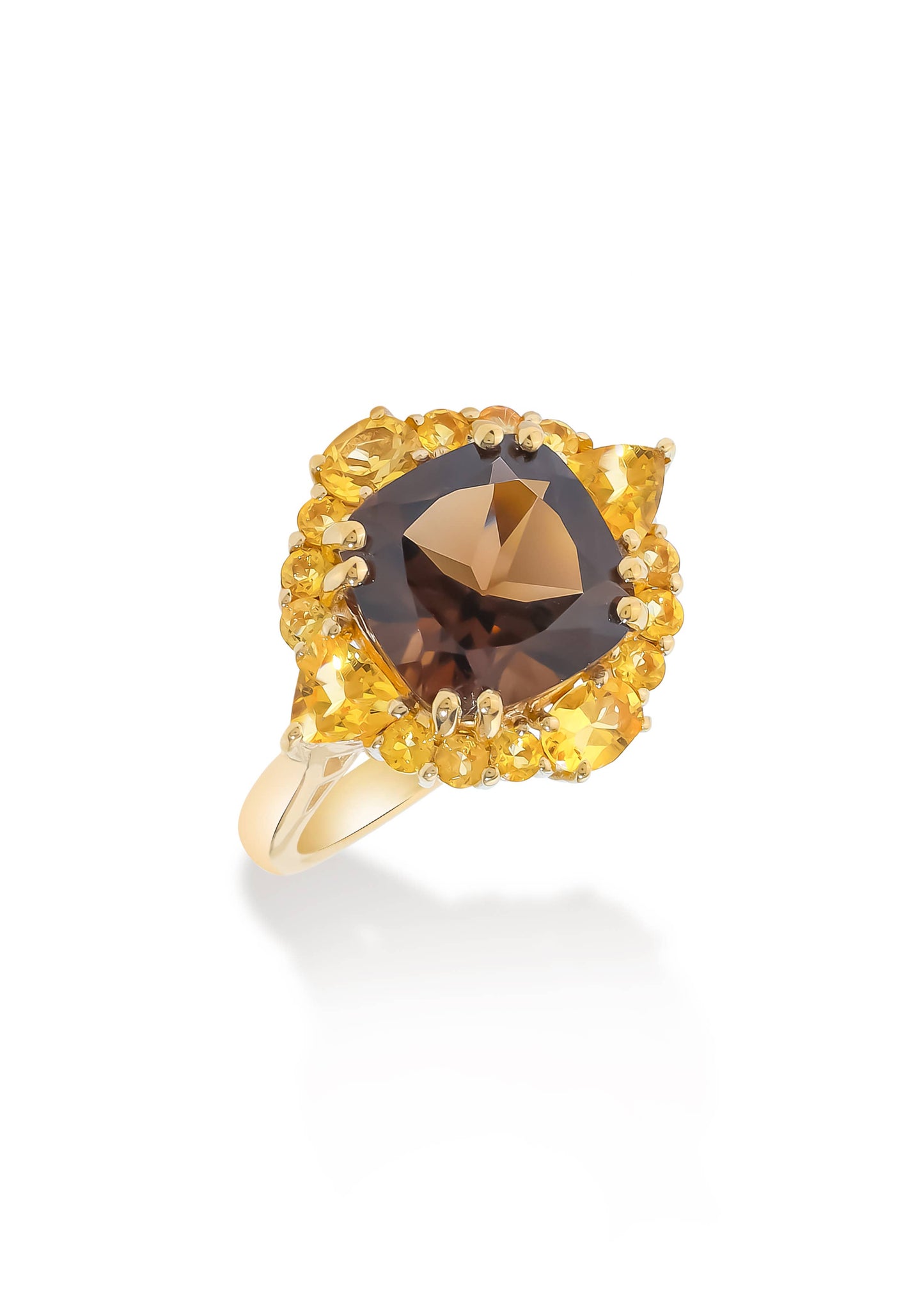 Golden Eclipse Smoky Quartz Ring