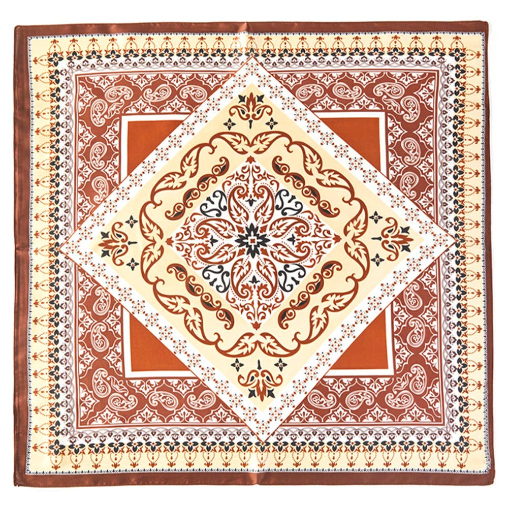 PAISLEY ARABESQUE ORIENTAL BANDANA SQUARE NECK SCARF