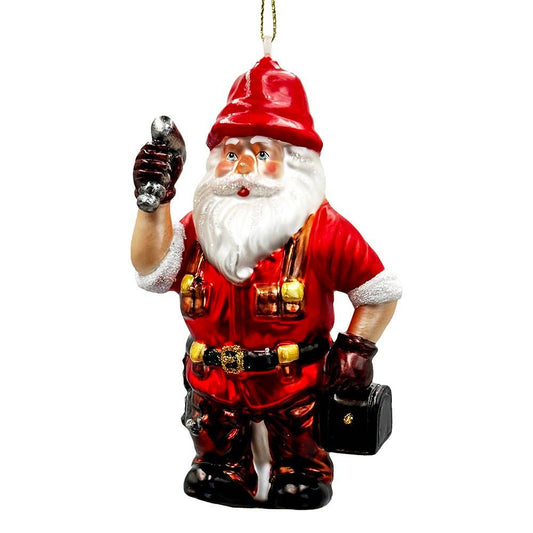 Handyman Santa Glass Ornament, Skilled Builder, Tradesman