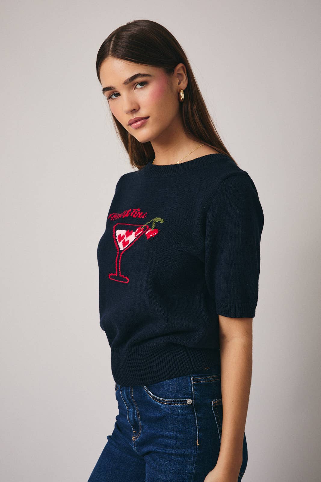 "Cocktail" Graphic Sweater Top