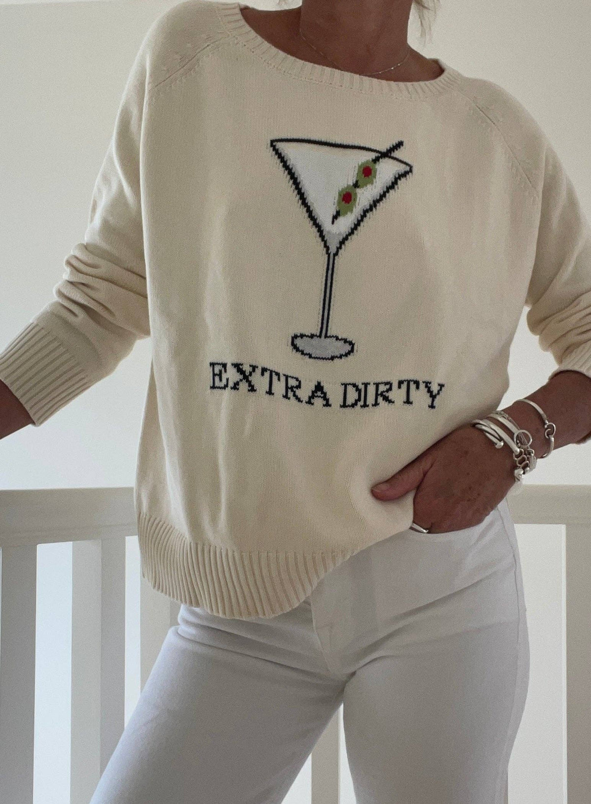 Extra Dirty Martini Cotton Sweater Ivory