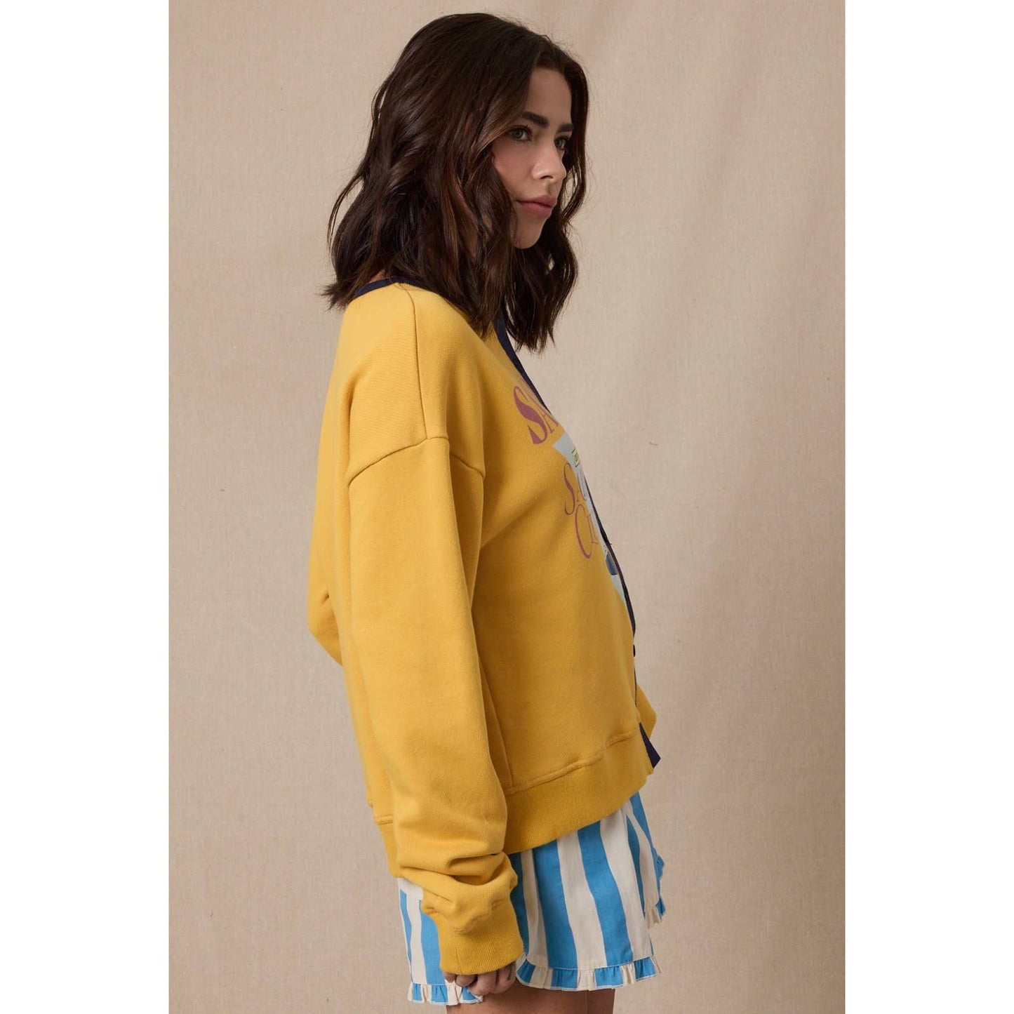 SAN DIEGO BUTTON-UP FRENCH TERRY TOP