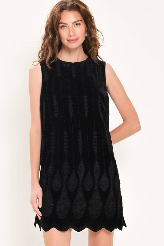 A textured velvet mini dress