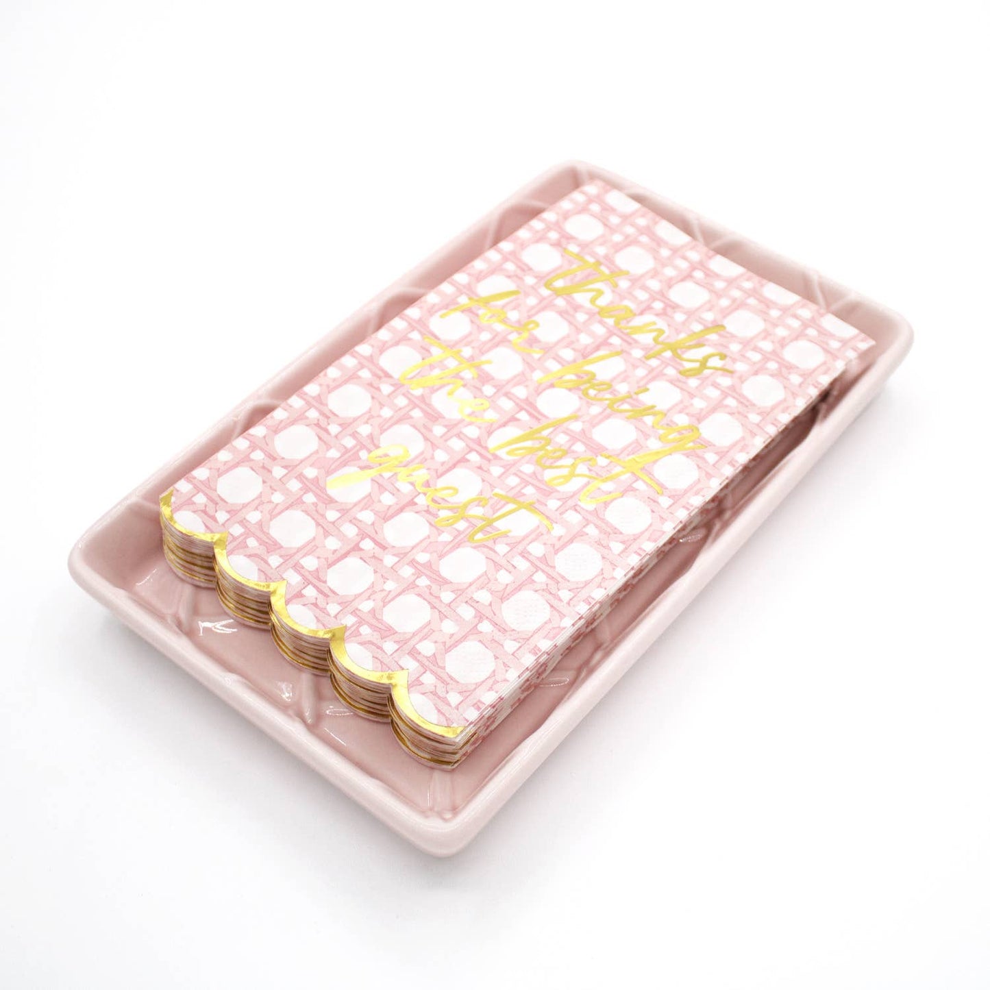 Pink Textured Ceramic Guest Towel Holder Tray