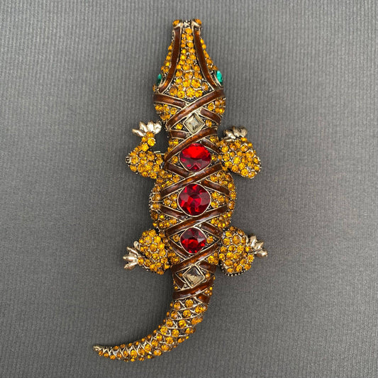 Big Size Rhinestone Crocodile Brooch