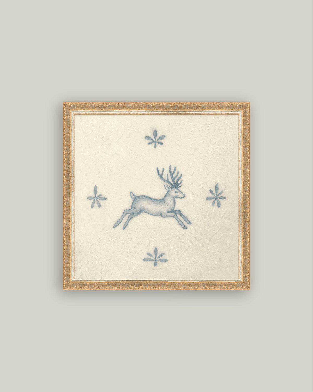 Leaping Stag Delft Tile