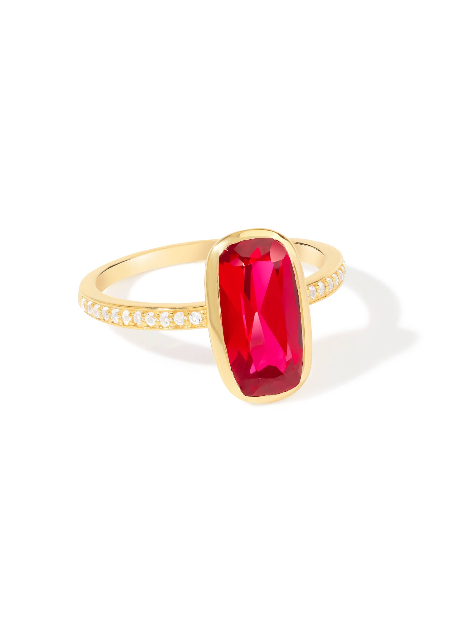 Lab Created Ruby Verdant Halo Pave Ring