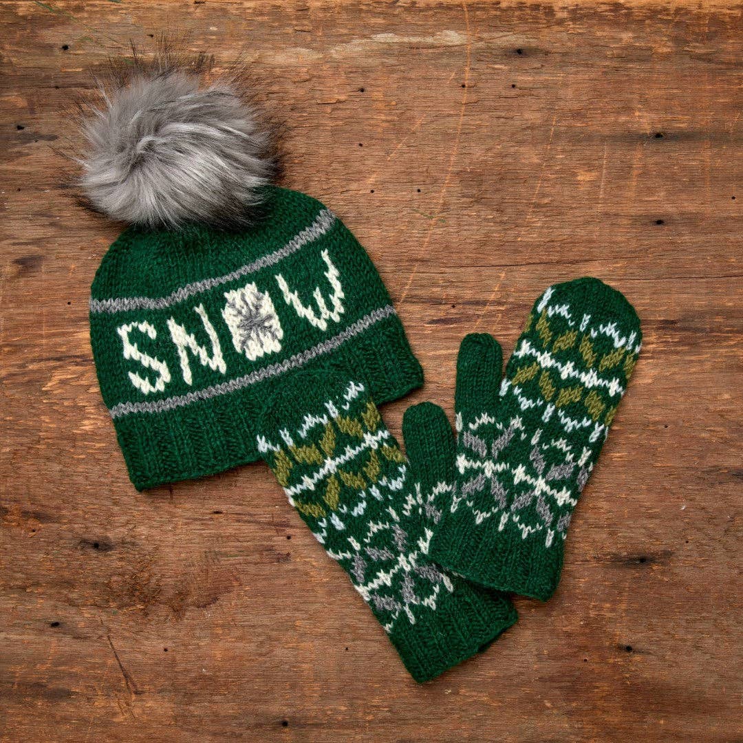 Snow Evergreen Pom Beanie