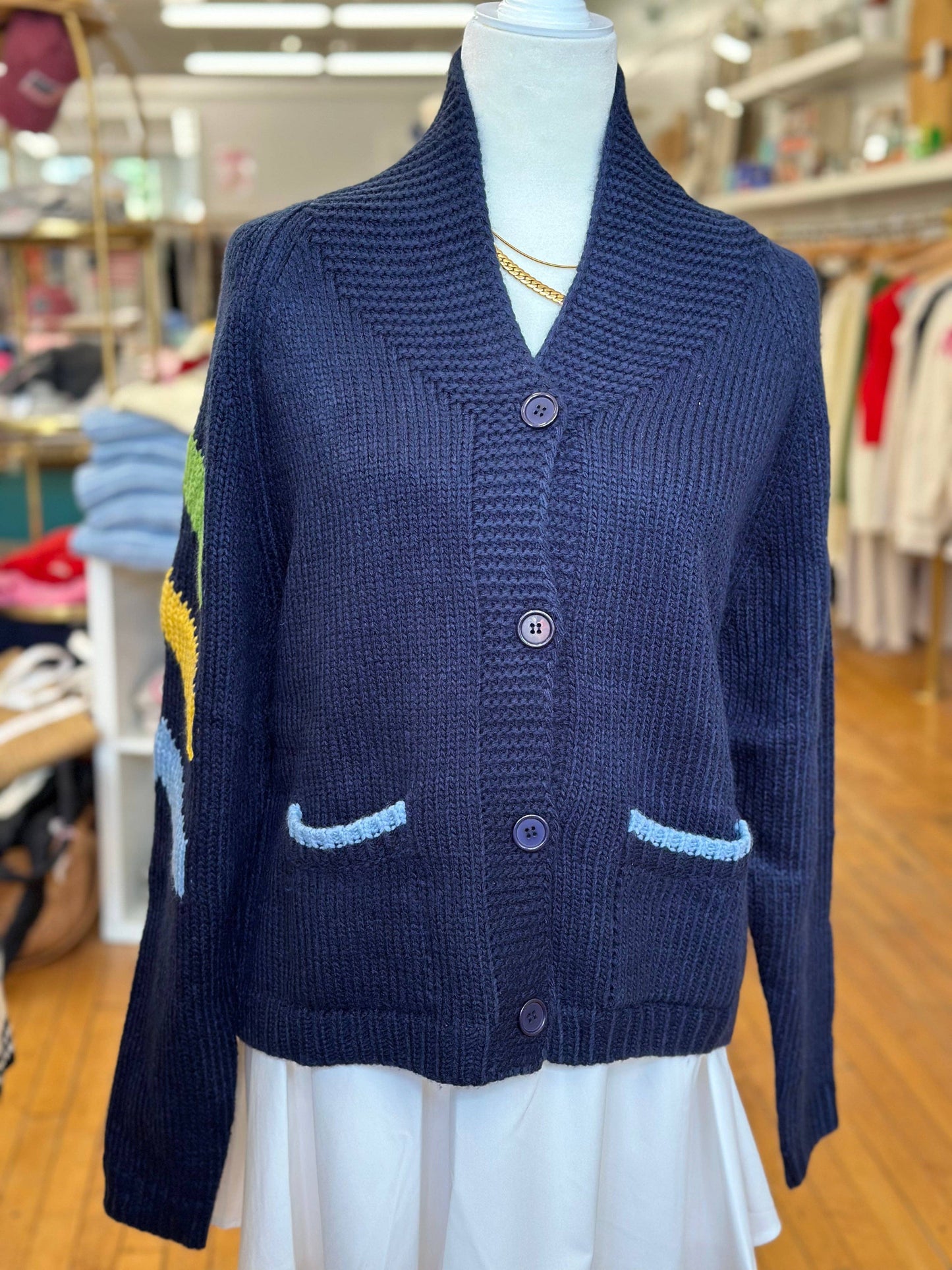 New Apres X Ski Varsity Cardigan in Navy