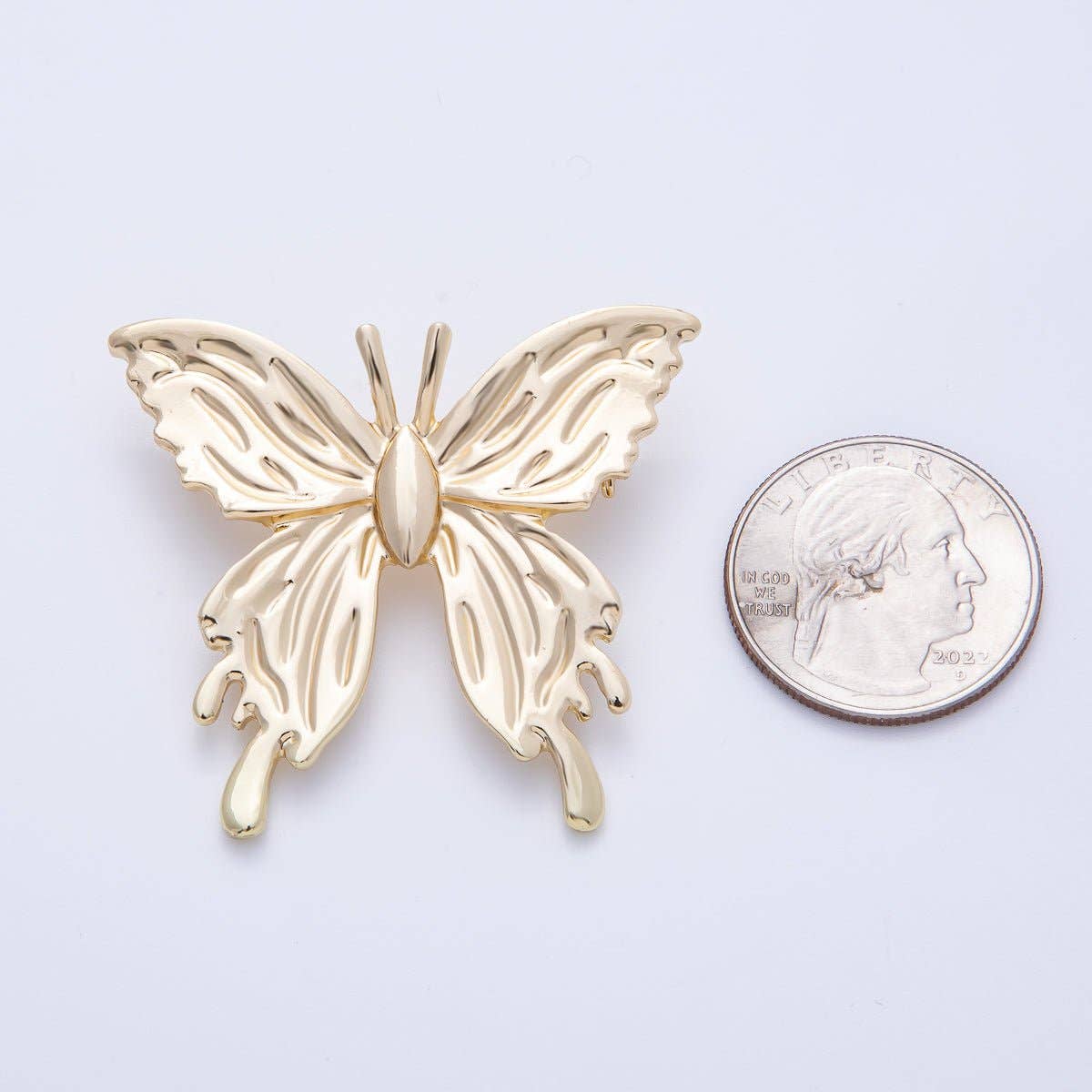 Gold 45mm x 41mm Minimalist Butterfly Insect Pin Brooch
