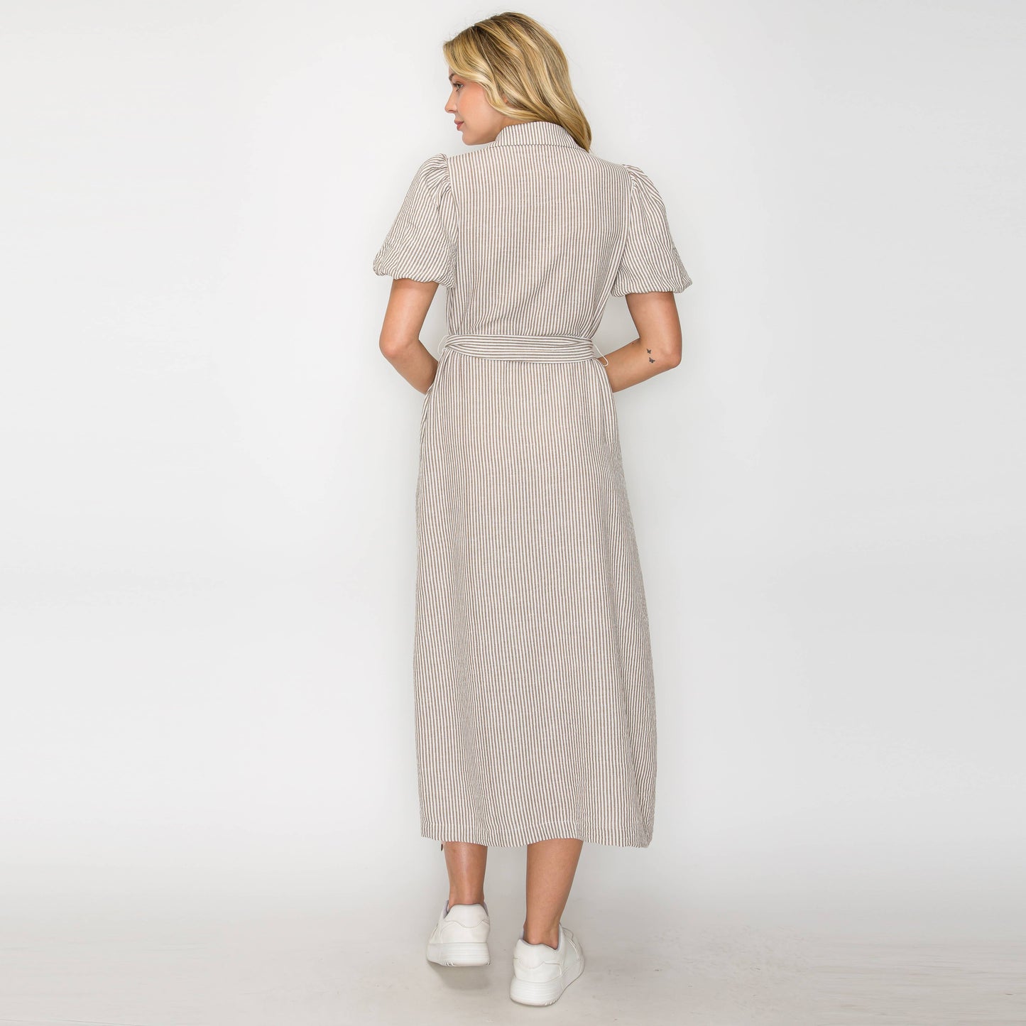 Tortilla Stripe Midi Shirt Dress