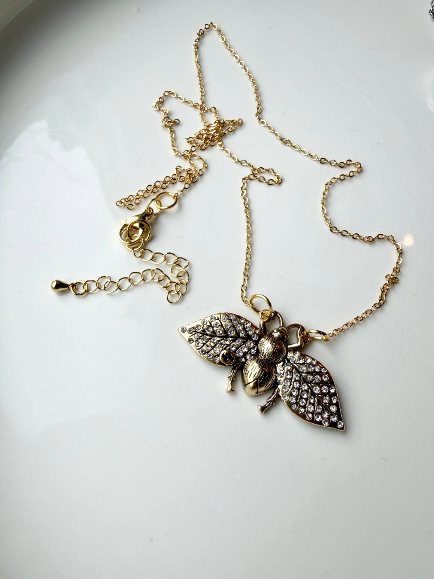 Upcycled Gucci Bee Pendant Necklace