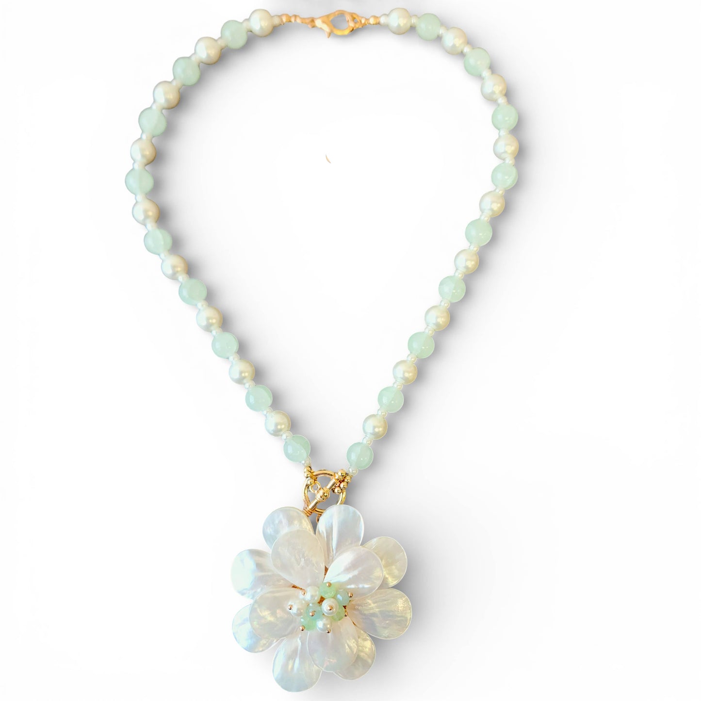 Mother of Pearl Flower Necklace | Handmade Statement Jewelry