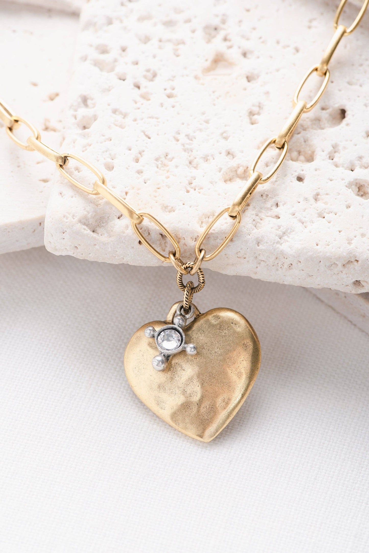 Heart of Gold Labradorite Necklace - 24" with Drop