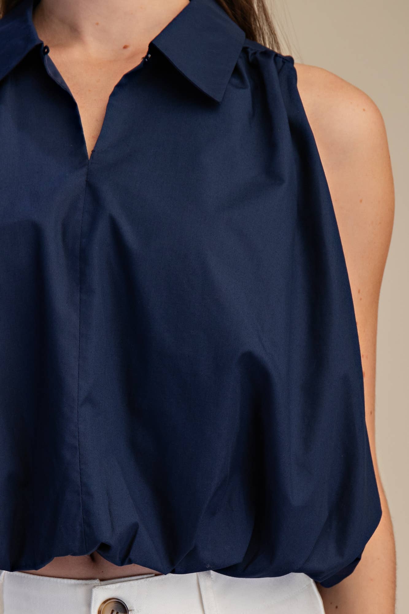 Bubble Hem Sleeveless Shirt Top