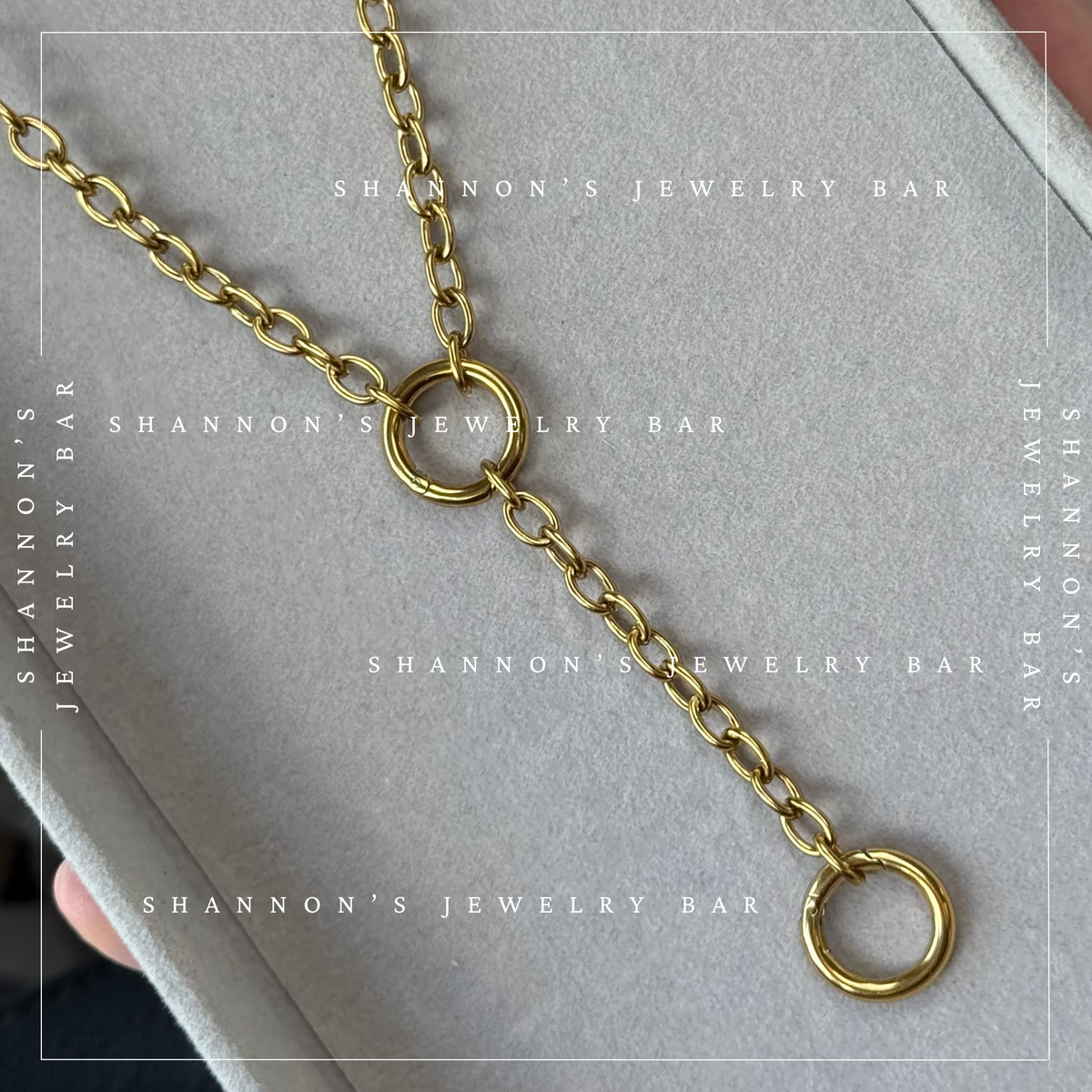 Double Carabiner Chain Necklace, 18K Gold Plated